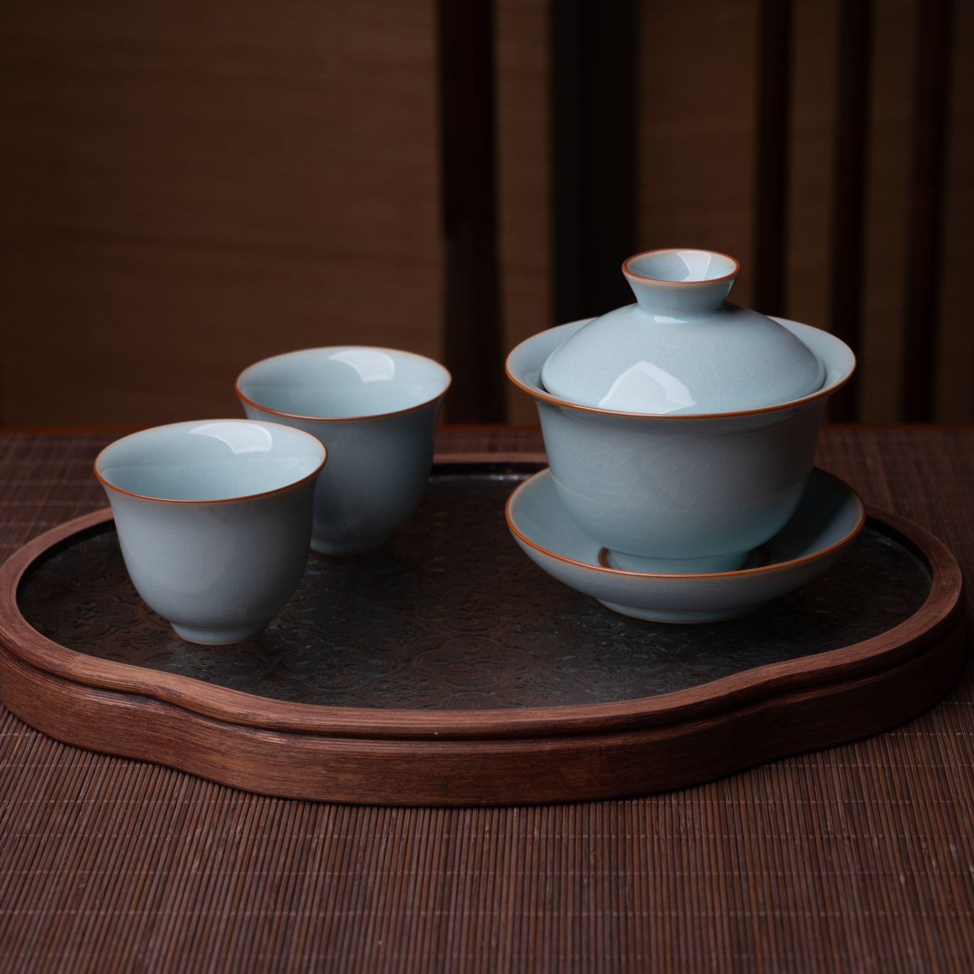 Modern tea set for two, minimalist design for contemporary homes.