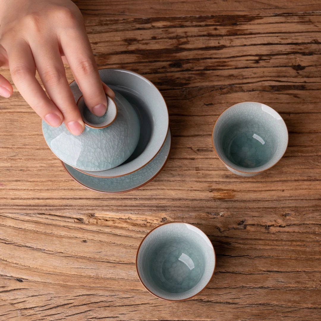 Modern tea set for two, minimalist design for contemporary homes.