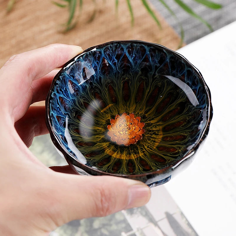 Lotus-designed Jian Zhan tea cup
