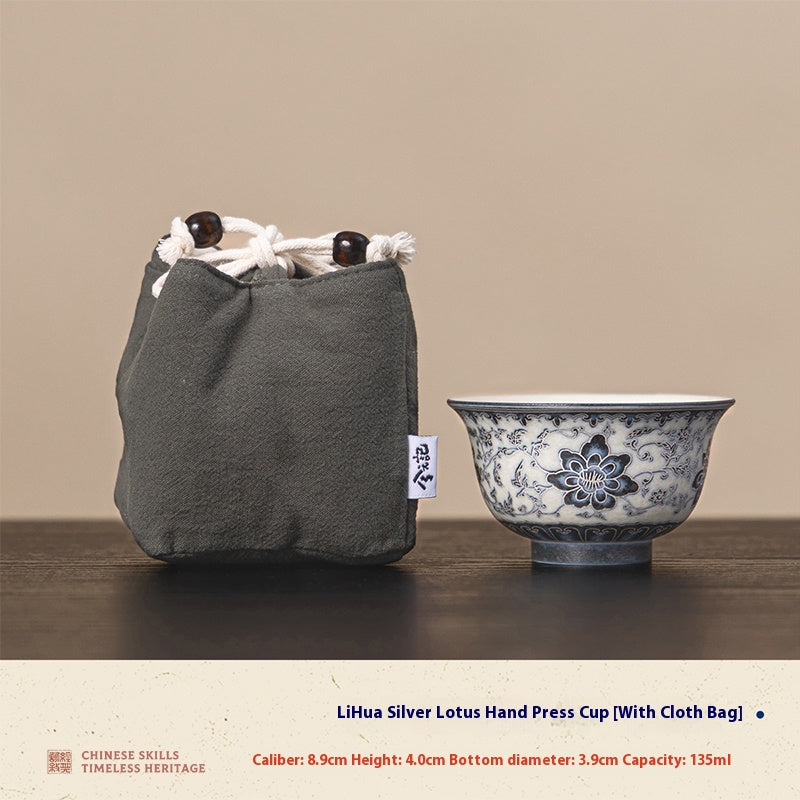 Luxury Blue-and-White Ceramic Tea Cup