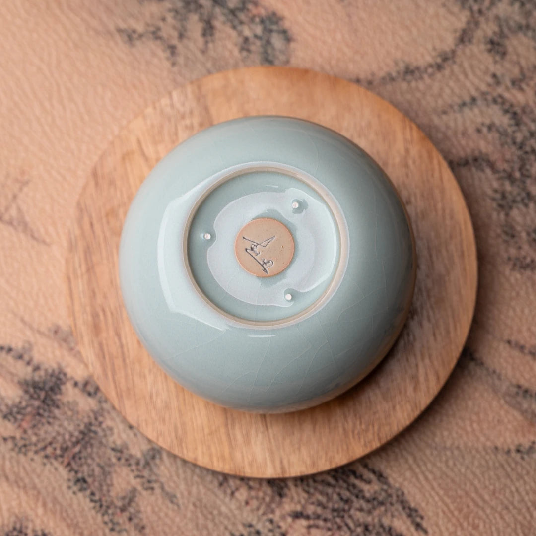 Sky after rain glazed cup, handmade with crushed agate