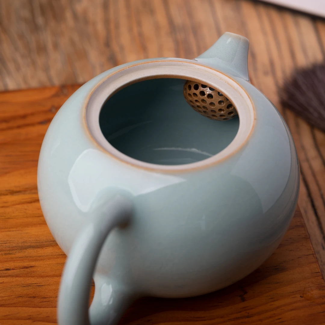 Artisan crafted teapot with beautiful glaze, perfect for gong fu cha.
