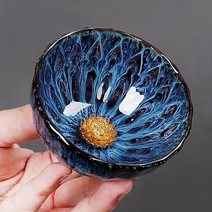 Lotus-designed Jian Zhan tea cup