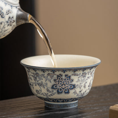 Luxury Blue-and-White Ceramic Tea Cup
