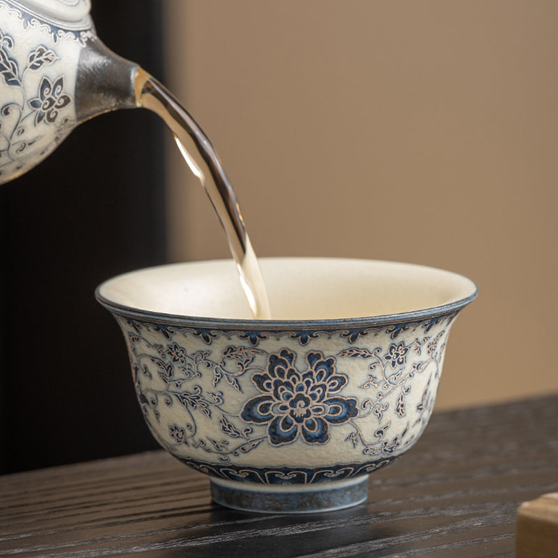 Luxury Blue-and-White Ceramic Tea Cup