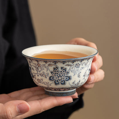 Luxury Blue-and-White Ceramic Tea Cup