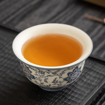 Luxury Blue-and-White Ceramic Tea Cup