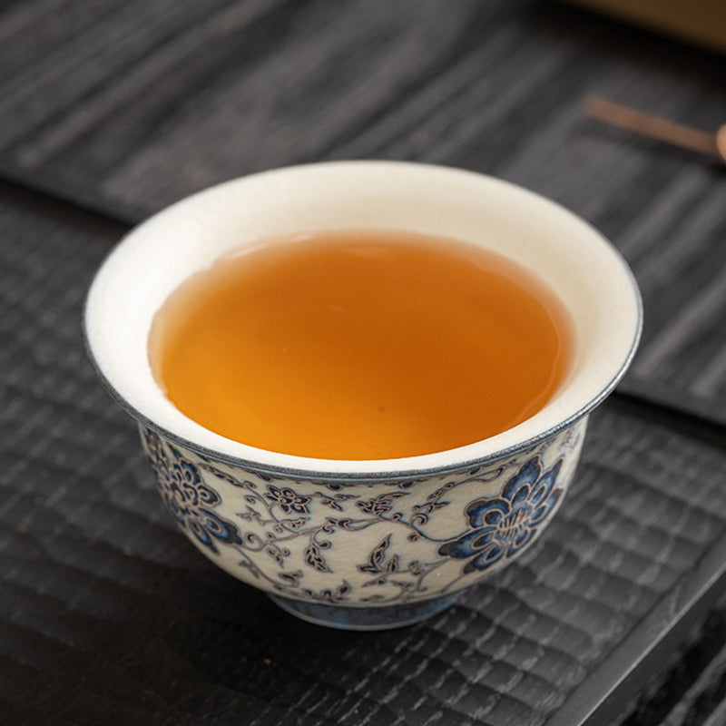 Luxury Blue-and-White Ceramic Tea Cup