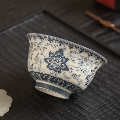 Luxury Blue-and-White Ceramic Tea Cup