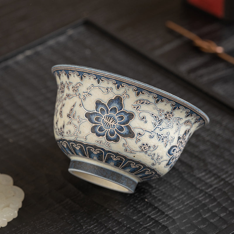 Luxury Blue-and-White Ceramic Tea Cup