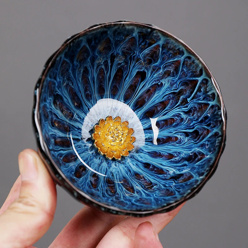 Lotus-designed Jian Zhan tea cup